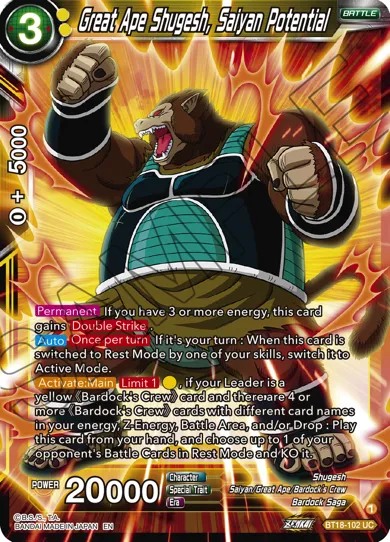 GREAT APE SHUGESH, SAIYAN POTENTIAL