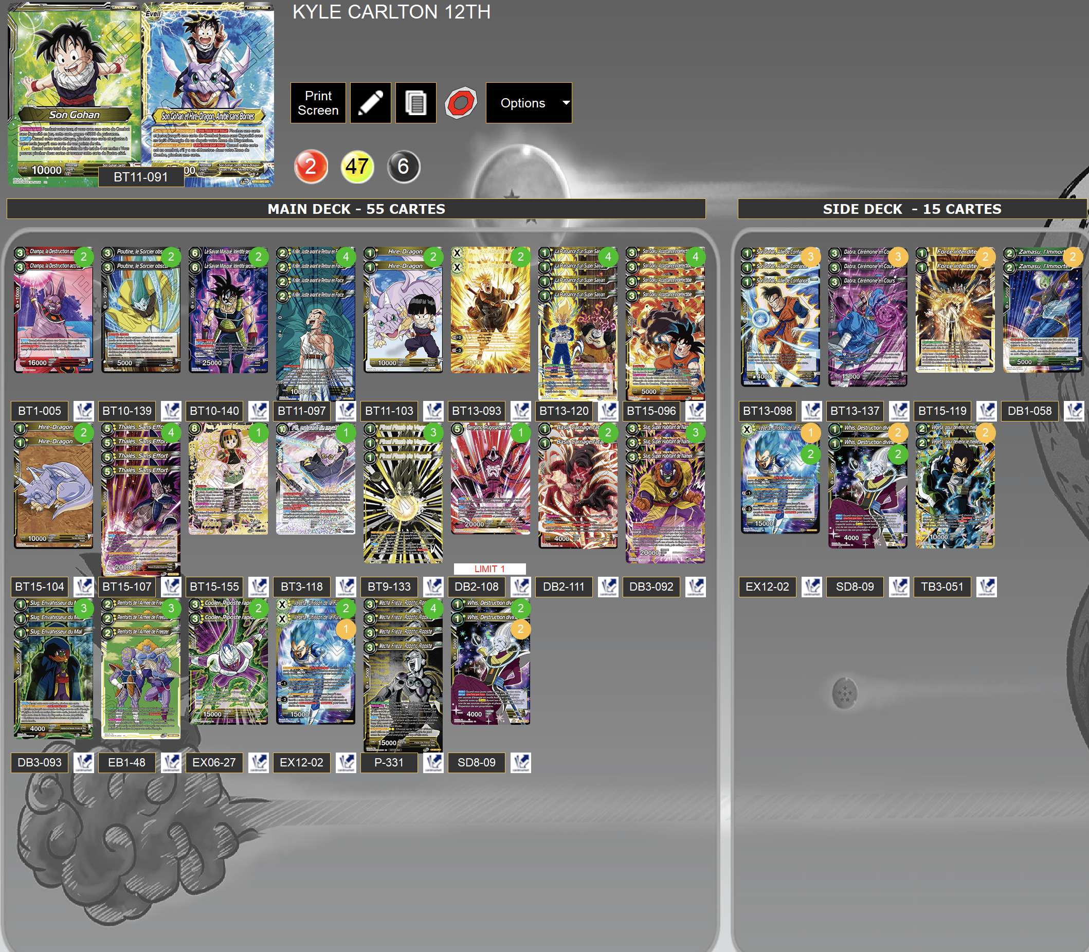 Decklist de Kyle Carlton