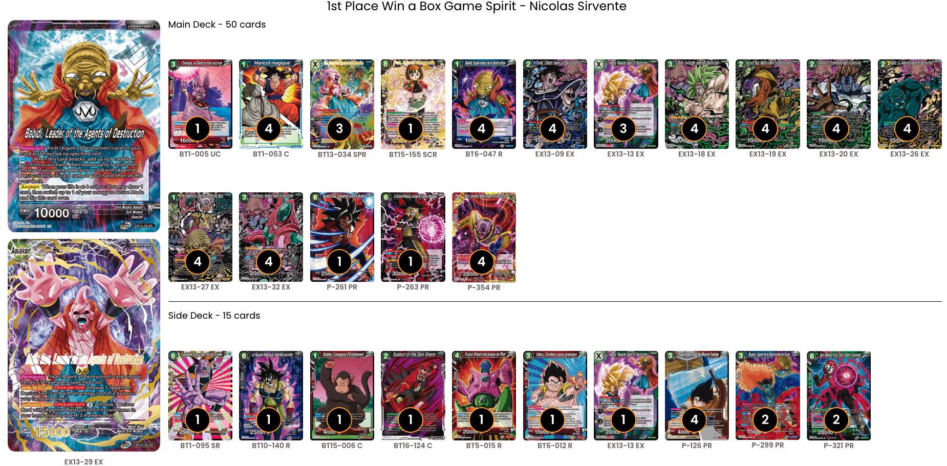 Decklist de Nicolas Sirvente