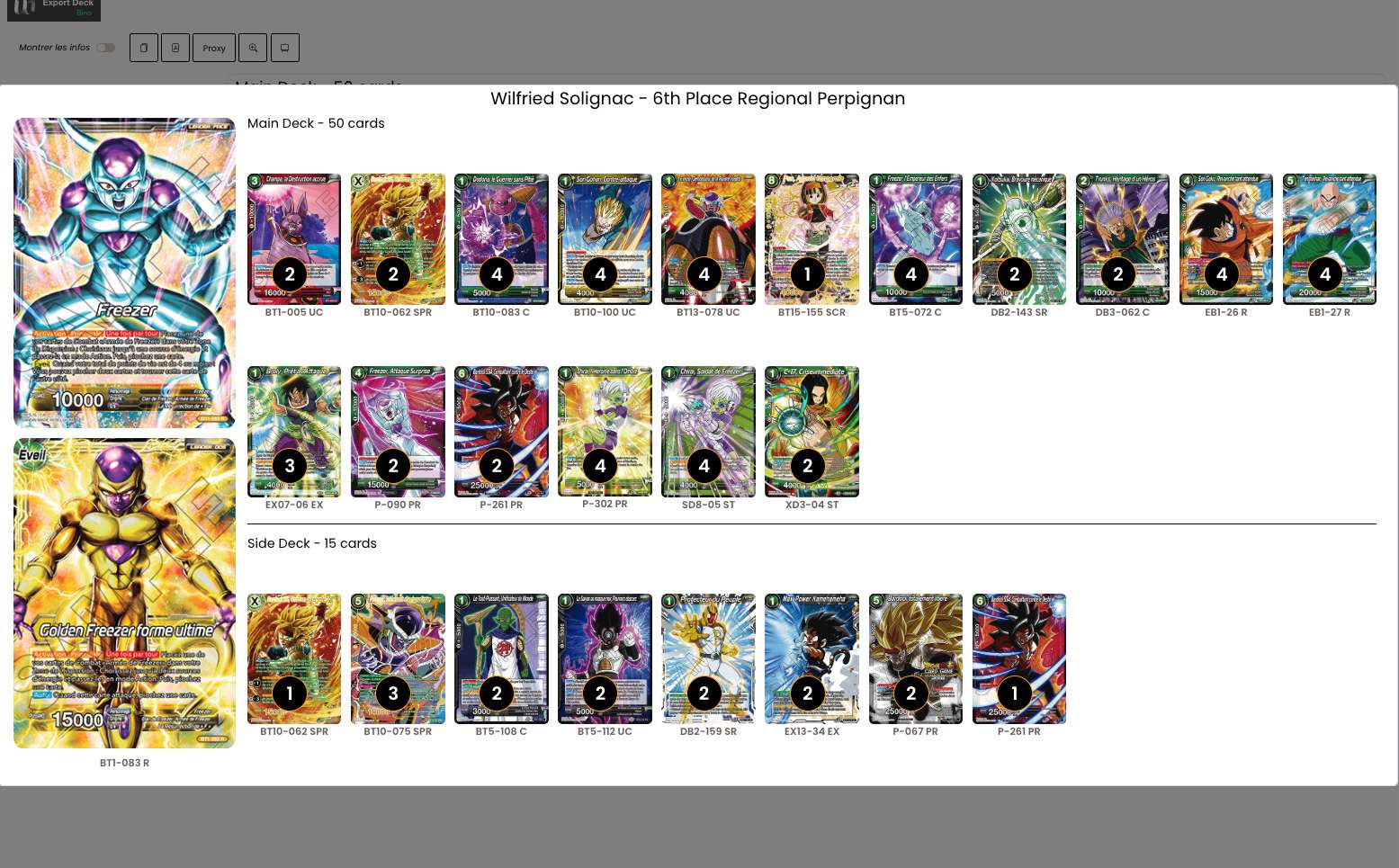 Decklist de Wilfried Solignac