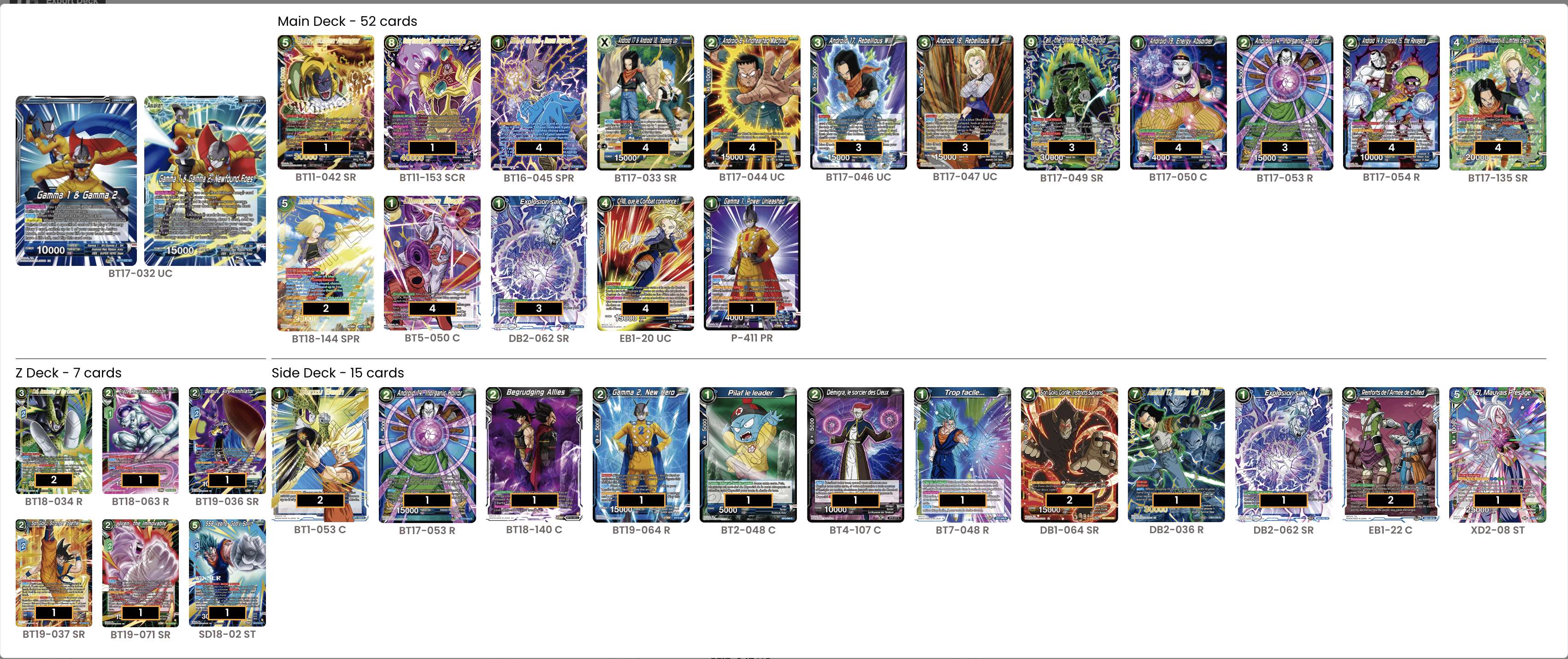 Decklist de Sonny