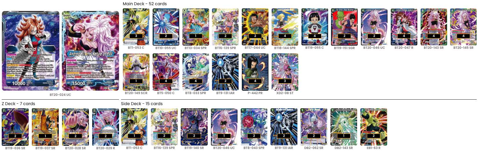 Decklist de Travonte Williams