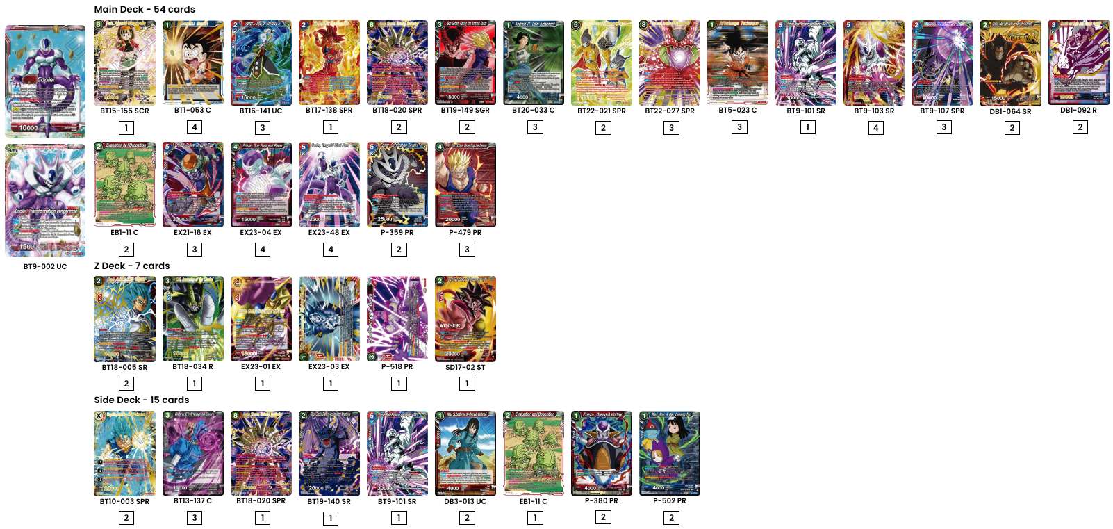 Decklist de Robin Bourcier