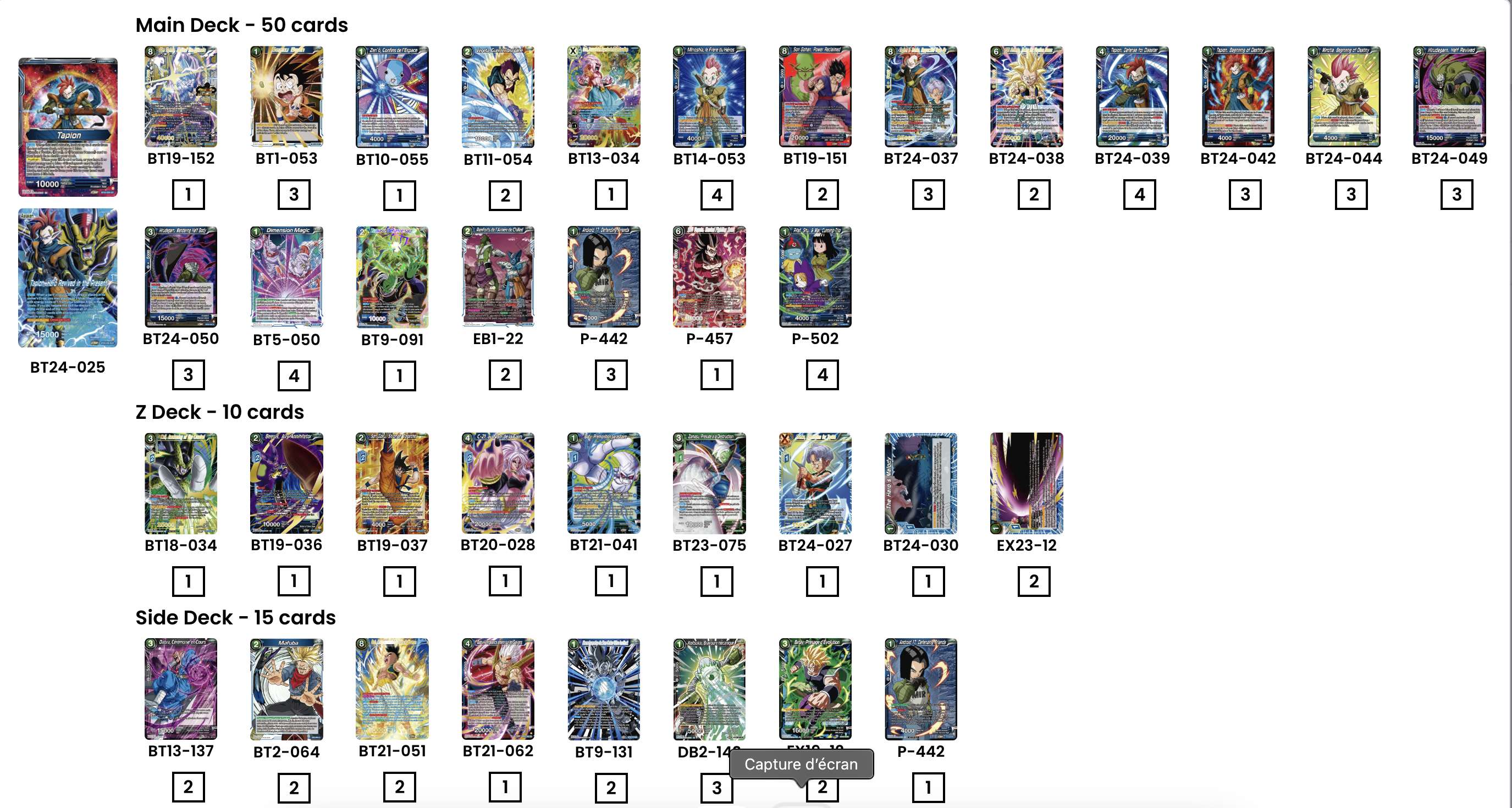 Decklist de Ethan Prevost