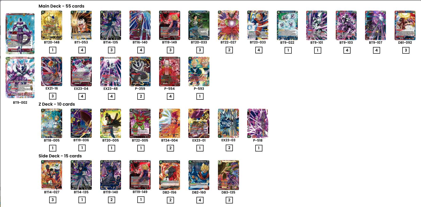 Decklist de Timothy Hain