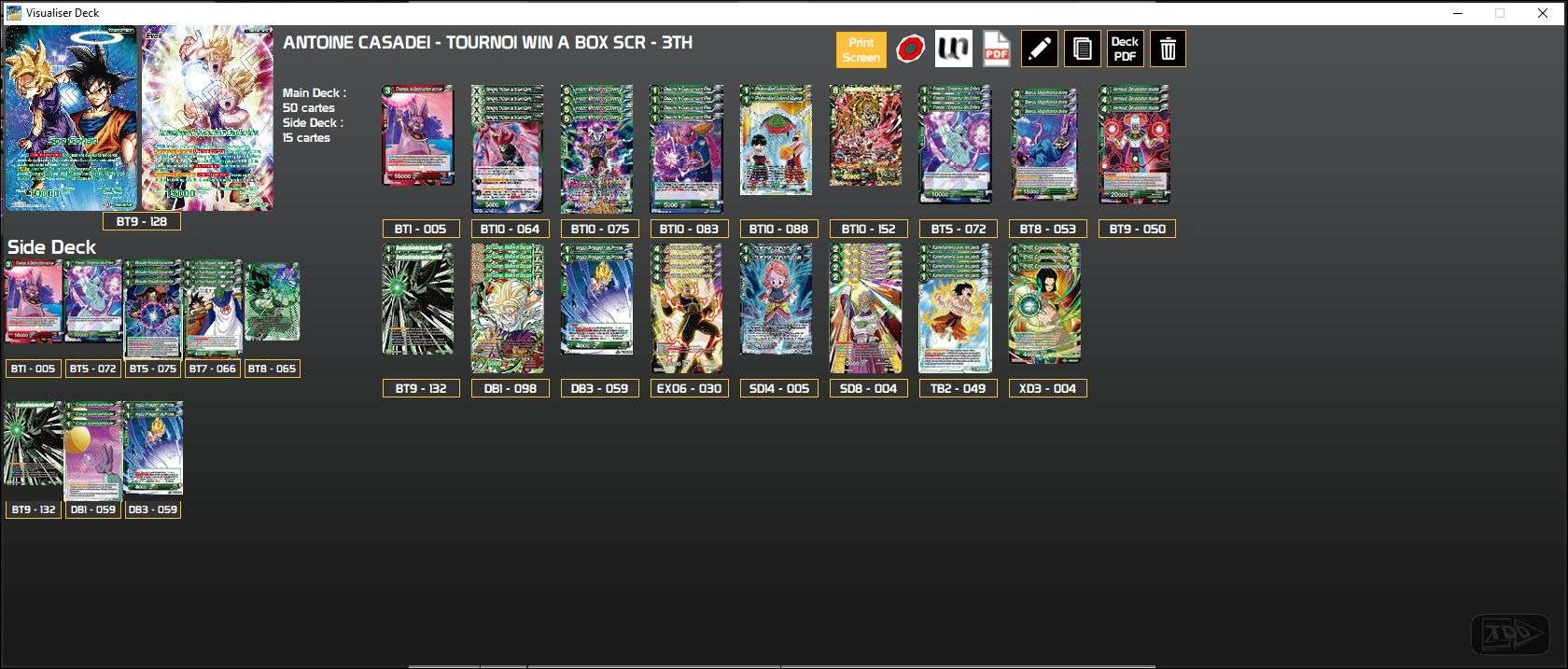 Decklist de Antoine Casadei