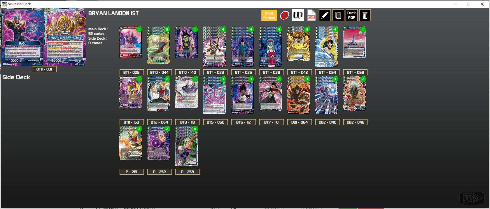 Decklist de Bryan Landon