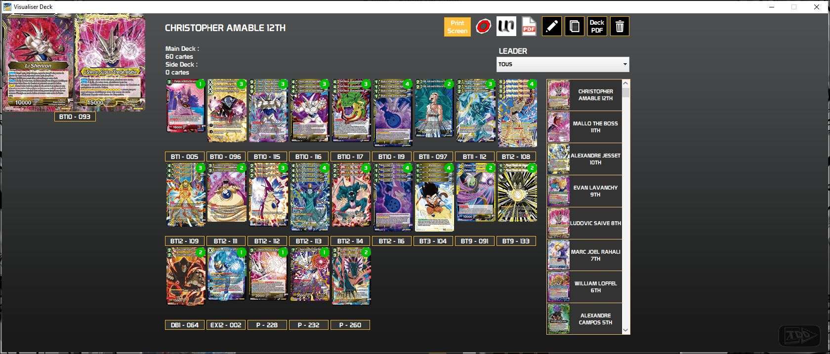 Decklist de Christopher Amable