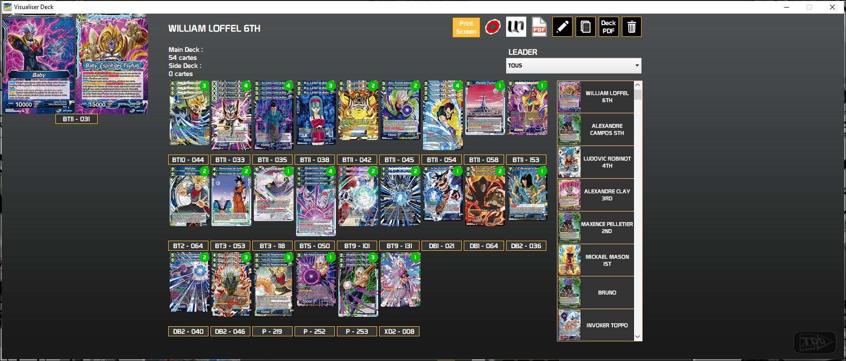 Decklist de William Loffel