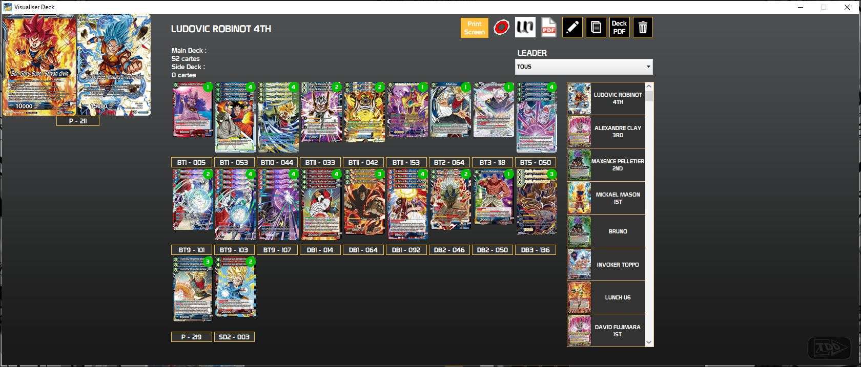 Decklist de Ludovic Robinot