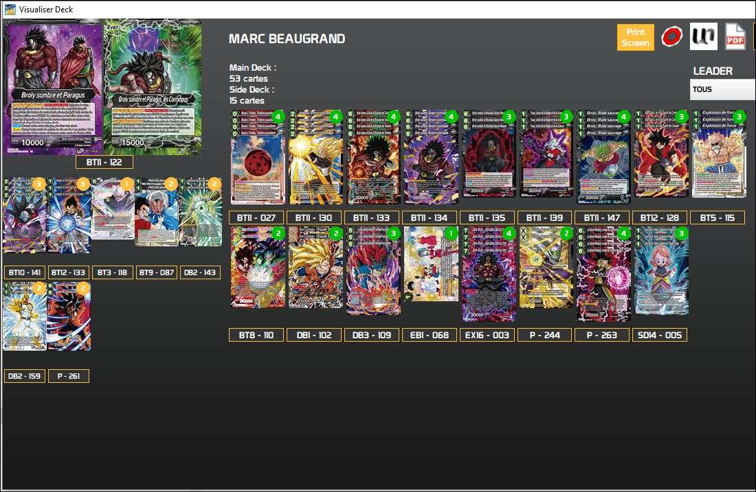 Decklist de Marc Beaugrand